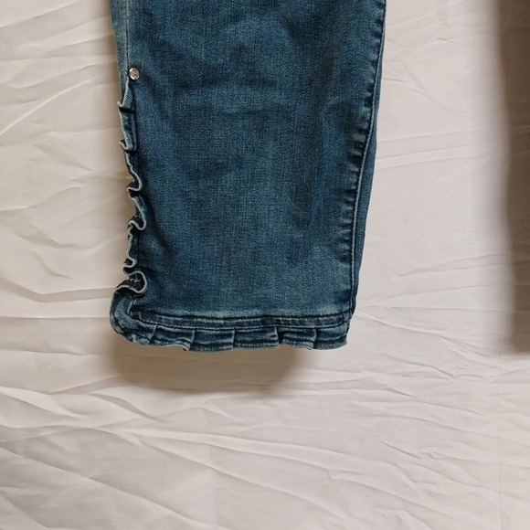 Soft surroundings denim jean pants capris ruffle ankle casual stretch size 6 - Picture 4 of 8
